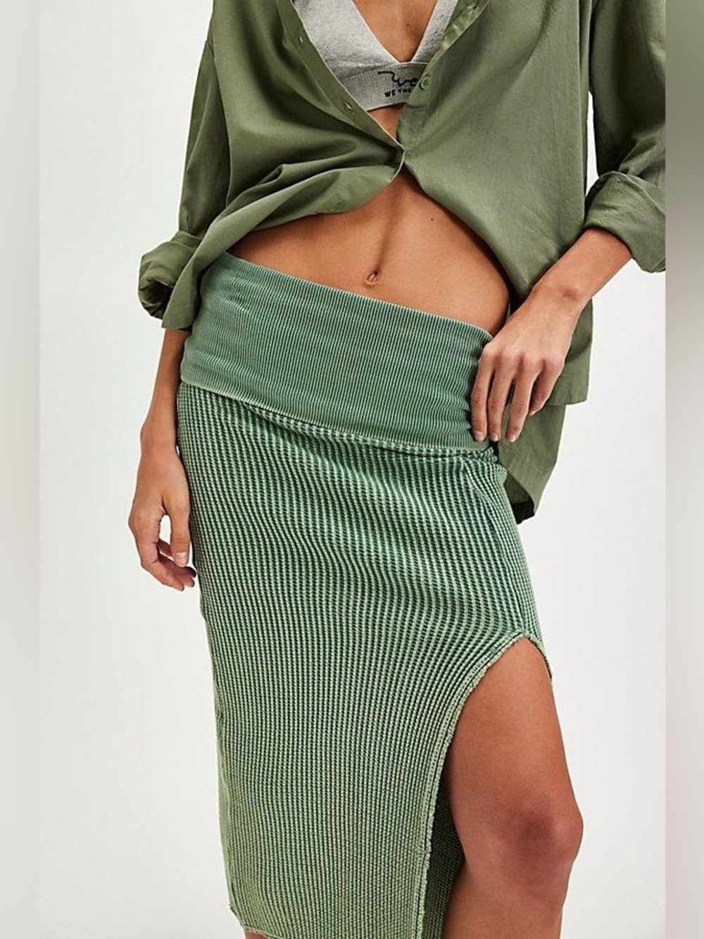 Free People FP One Pari Midi Skirt-Aquamarine